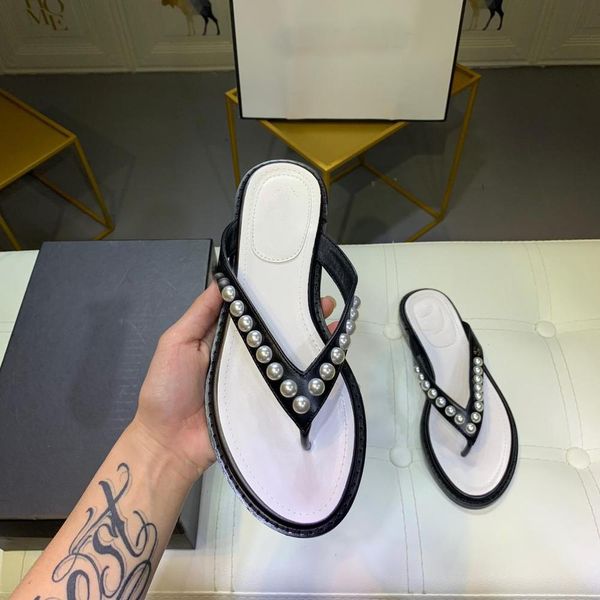 slippers female 2019 new pearl clip toe summer pearl flip flops casual fashion leather nude pink outside wearing beach shoes, Black
slippers female 2019 new pearl clip toe summer pearl flip flops casual fashion leather nude pink outside wearing beach shoes, Black