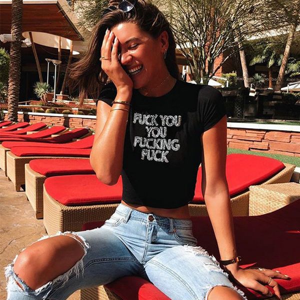 2020 t shirt women letter drill sequins rhinestones short sleeve belly shirt for girls crop fitness streetwear, White
2020 t shirt women letter drill sequins rhinestones short sleeve belly shirt for girls crop fitness streetwear, White