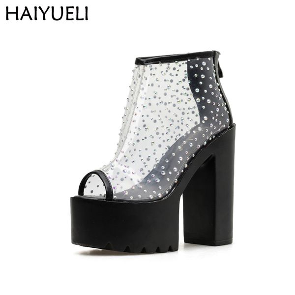 ladies autumn boots punk style transparent rivet platform boots fashion peep toe motorcycle women's 14cm high heels shoes, Black
ladies autumn boots punk style transparent rivet platform boots fashion peep toe motorcycle women's 14cm high heels shoes, Black