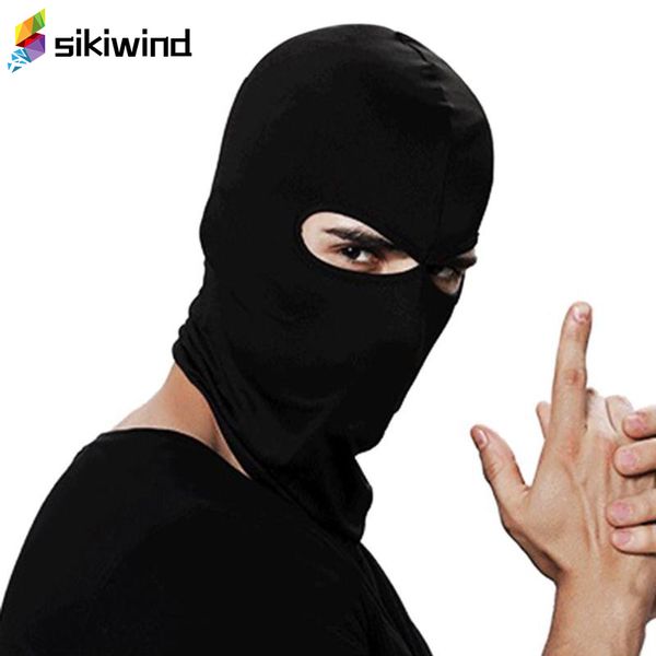 

new lycra double hole mask cs hat headgear windbreak headgear outdoors tactic ride cycling cap balaclava ski mask dustproof z95, Black