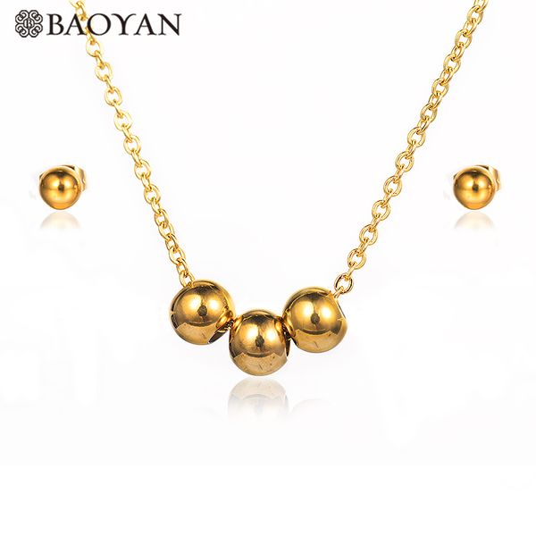 baoyan simple gold silver color small balls 316l stainless steel pendant necklace earring dubai jewelry sets for women
baoyan simple gold silver color small balls 316l stainless steel pendant necklace earring dubai jewelry sets for women