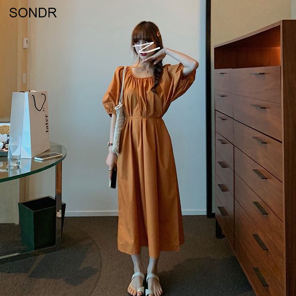 casual dresses one piece ladies korean fashion dress vintage high waist hepburn o neck orange loose summer bubble sleeves midi, Black;gray
casual dresses one piece ladies korean fashion dress vintage high waist hepburn o neck orange loose summer bubble sleeves midi, Black;gray