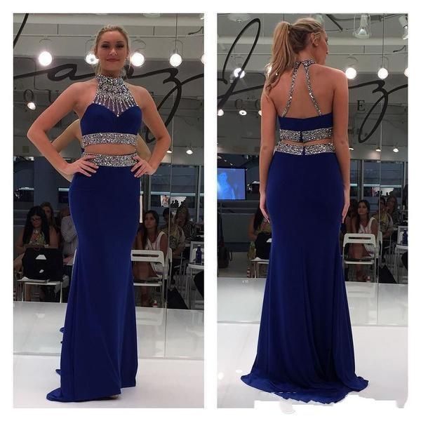 two pieces prom dresses 2019 high neck sleeveless mermaid spandex sweep train sheath prom party gowns evening dress formal custom made m66, Black
two pieces prom dresses 2019 high neck sleeveless mermaid spandex sweep train sheath prom party gowns evening dress formal custom made m66, Black
