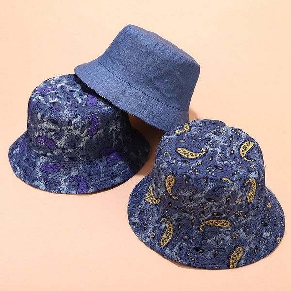 women hat new retro washed denim basin cap ladies street trend cashew flower fisherman hat four seasons universal bucket sun, Blue;gray 
women hat new retro washed denim basin cap ladies street trend cashew flower fisherman hat four seasons universal bucket sun, Blue;gray