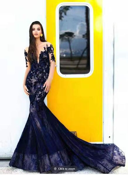 evening dresses mermaid the shoulder handmade see through backless sheer lace, White;black
evening dresses mermaid the shoulder handmade see through backless sheer lace, White;black