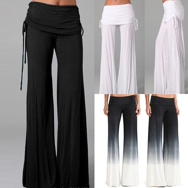 women ladies trousers solid palazzo wide leg high waist long loose casual pants, Black;white
women ladies trousers solid palazzo wide leg high waist long loose casual pants, Black;white