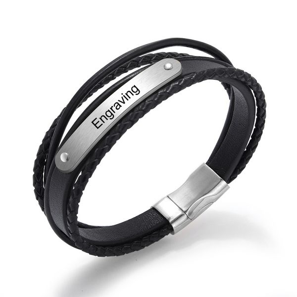 personality custom engraved black gold stainless steel engrave name men's bracelet multi-layer woven leather bracelet, White
personality custom engraved black gold stainless steel engrave name men's bracelet multi-layer woven leather bracelet, White