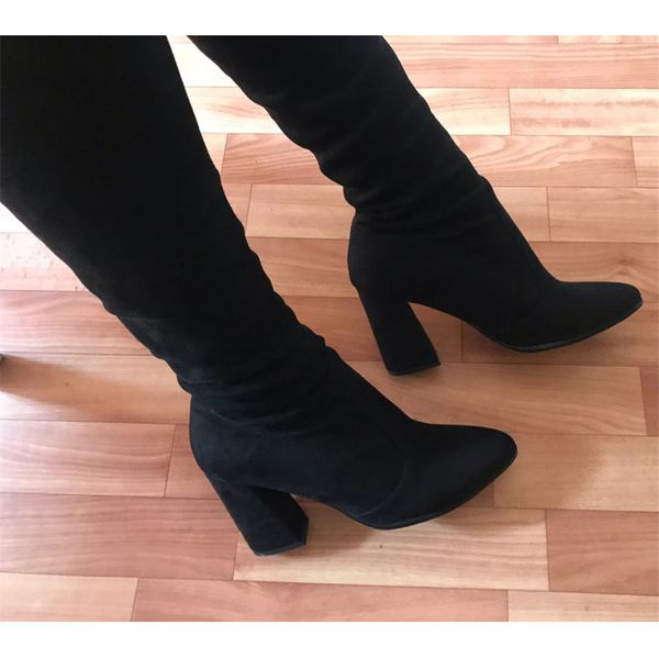 boot overknee woman high elastic boots, Black