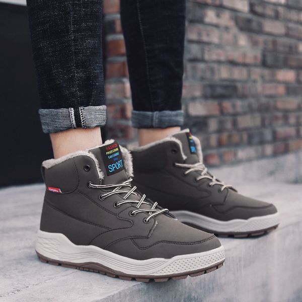 winter warm plush snow boots waterproof leather men boots outdoor rubber lace-up ankle men sneakers size 48, Black
winter warm plush snow boots waterproof leather men boots outdoor rubber lace-up ankle men sneakers size 48, Black
