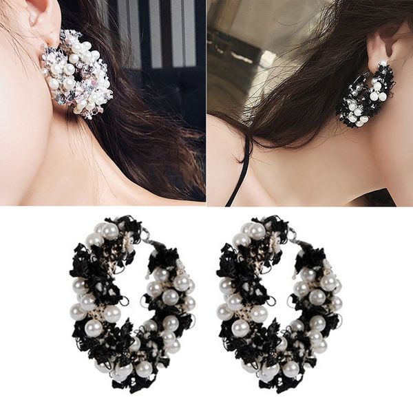 women handmade sweet simulated pearl earrings classic metal round women hoop korean fashion new exaggerated wool earrings, Golden;silver
women handmade sweet simulated pearl earrings classic metal round women hoop korean fashion new exaggerated wool earrings, Golden;silver