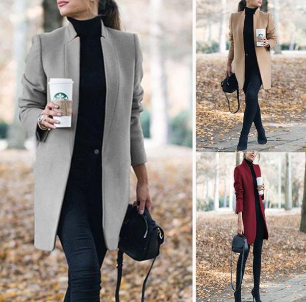 designer winter coats solid color womens woolen coat long sleeve stand collar womens long coats fashion womens casual jackets, Black
designer winter coats solid color womens woolen coat long sleeve stand collar womens long coats fashion womens casual jackets, Black