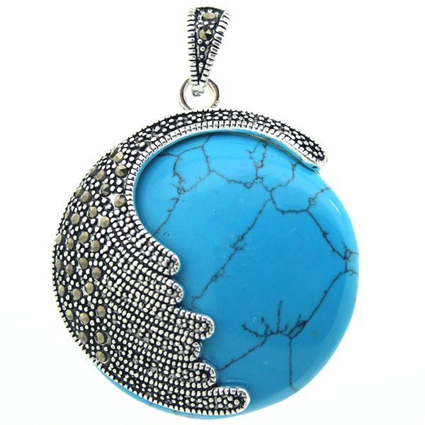 925 sterling silver natural blue turquoise round marcasite round pendant 35mm
925 sterling silver natural blue turquoise round marcasite round pendant 35mm