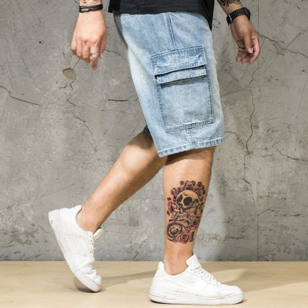 plus size 46 mens summer denim shorts washed loose fit casual jeans pockets streetwear knee length jeans hip hop short trousers, Blue
plus size 46 mens summer denim shorts washed loose fit casual jeans pockets streetwear knee length jeans hip hop short trousers, Blue