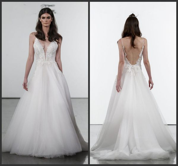2019 new pnina tornai princess wedding dresses v neck backless lace beach bridal gowns sweep train tulle beach wedding dress cheap, White
2019 new pnina tornai princess wedding dresses v neck backless lace beach bridal gowns sweep train tulle beach wedding dress cheap, White