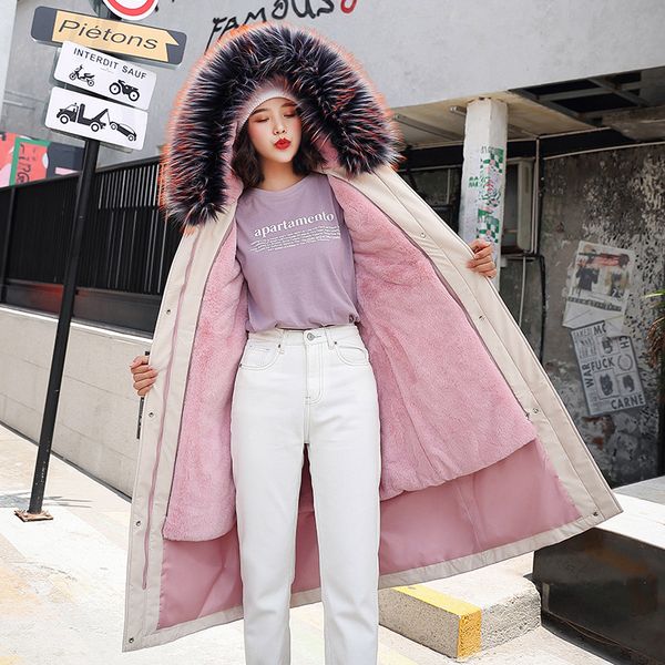 new high-end fur collar long cotton coat female detachable lamb hair inner village down cotton pad female jacket, Black
new high-end fur collar long cotton coat female detachable lamb hair inner village down cotton pad female jacket, Black