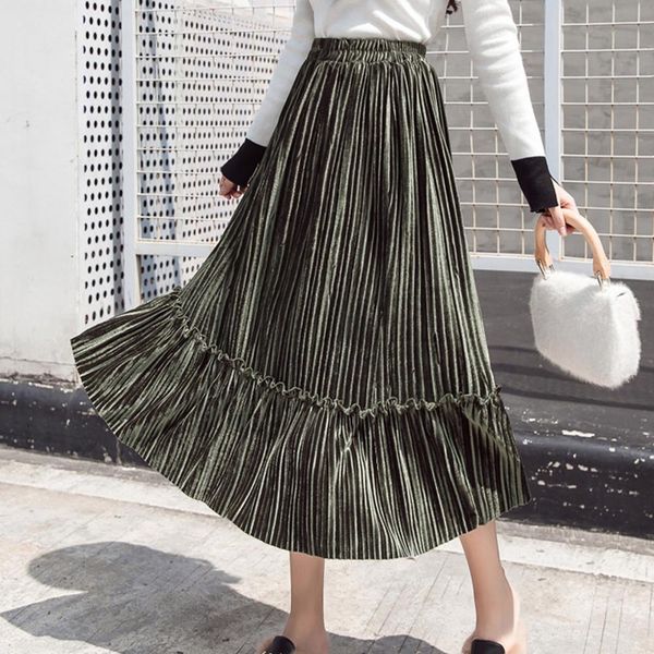 2019 winter plus velvet thickening half-length skirt high waist large size women's swing in the long section pleated skirt, Black
2019 winter plus velvet thickening half-length skirt high waist large size women's swing in the long section pleated skirt, Black