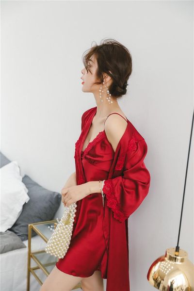 feier sleepwear pajamas femal satin robe 2019 new women bathrobe silk satin robe lace bathrobe, Black;red
feier sleepwear pajamas femal satin robe 2019 new women bathrobe silk satin robe lace bathrobe, Black;red