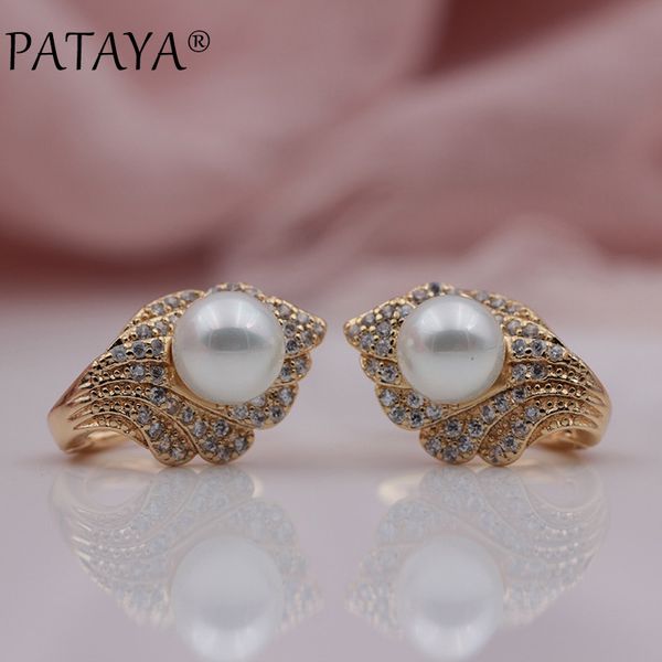 pataya new 585 rose gold micro-wax inlay sector wave natural zircon sea shell pearls dangle earrings women wedding party jewelry, Silver
pataya new 585 rose gold micro-wax inlay sector wave natural zircon sea shell pearls dangle earrings women wedding party jewelry, Silver