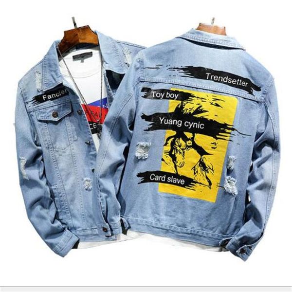 2020 spring and autumn new men's printed denim jacket tide style hole denim coat outerwear, Black;brown
2020 spring and autumn new men's printed denim jacket tide style hole denim coat outerwear, Black;brown