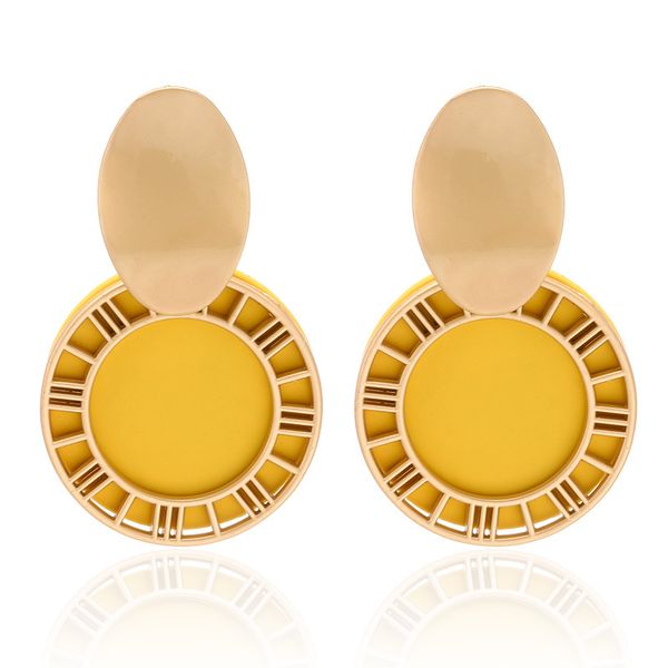 2019 new korean hollow disc roman numerals earrings round yellow dangle drop earrings for women jewelry brincos aretes de mujer, Silver
2019 new korean hollow disc roman numerals earrings round yellow dangle drop earrings for women jewelry brincos aretes de mujer, Silver