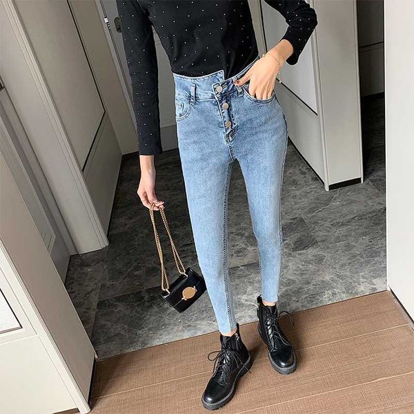 korean fashion jeans women high-waist three-button slim stretch skinny ankle length casual pencil jeans female summer, Blue
korean fashion jeans women high-waist three-button slim stretch skinny ankle length casual pencil jeans female summer, Blue