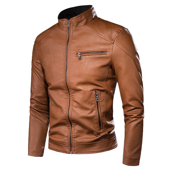 men autumn brand new causal vintage leather jacket coat men outfit design motorcycle biker zipper pocket pu leather jacket, Black
men autumn brand new causal vintage leather jacket coat men outfit design motorcycle biker zipper pocket pu leather jacket, Black