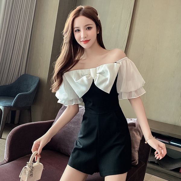 women dresses large bow chiffon jumpsuit 2020 summer new elegant lady style womens waist wide leg jumpsuit shorts, Black;white
women dresses large bow chiffon jumpsuit 2020 summer new elegant lady style womens waist wide leg jumpsuit shorts, Black;white