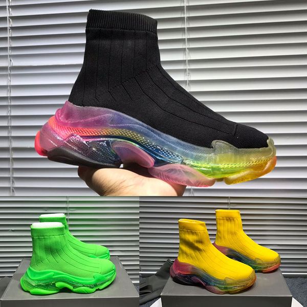 luxury designer new paris speed trainers knit sock shoe original mens womens sneakers high casual shoes with box t03, Black 
luxury designer new paris speed trainers knit sock shoe original mens womens sneakers high casual shoes with box t03, Black