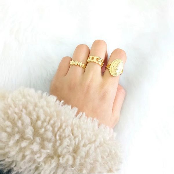 3 pcs gold rings jewelry set for women luxury designer cuban link chain ring gold coin rings vintage bridesmaids flower ring jewelry gift, Golden;silver
3 pcs gold rings jewelry set for women luxury designer cuban link chain ring gold coin rings vintage bridesmaids flower ring jewelry gift, Golden;silver