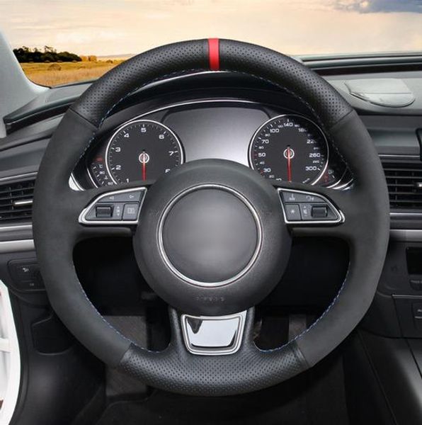 Black Genuine Leather Hand Sew Wrap Car Steering Wheel Cover for Audi A3 A4 A5 A6 A7 Allroad RS 7 2014-2015 S6 S7 2013
Black Genuine Leather Hand Sew Wrap Car Steering Wheel Cover for Audi A3 A4 A5 A6 A7 Allroad RS 7 2014-2015 S6 S7 2013