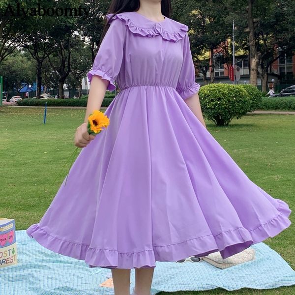 japanese summer lolita style white purple dress peter pan collar high waist princess fairy dress cute kawaii girl ruffles dress, Black;gray
japanese summer lolita style white purple dress peter pan collar high waist princess fairy dress cute kawaii girl ruffles dress, Black;gray