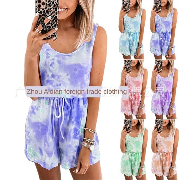 2020 women's tie-dyed casual jumpsuit shorts 2020 women's tie-dyed casual jumpsuit vest vest shorts, White
2020 women's tie-dyed casual jumpsuit shorts 2020 women's tie-dyed casual jumpsuit vest vest shorts, White