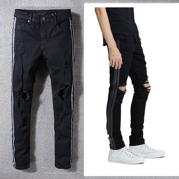 new italy style #5332# men's distressed hollow out mix grey sides denim skinny black jeans slim trousers causaul pant size 28-40, Blue
new italy style #5332# men's distressed hollow out mix grey sides denim skinny black jeans slim trousers causaul pant size 28-40, Blue