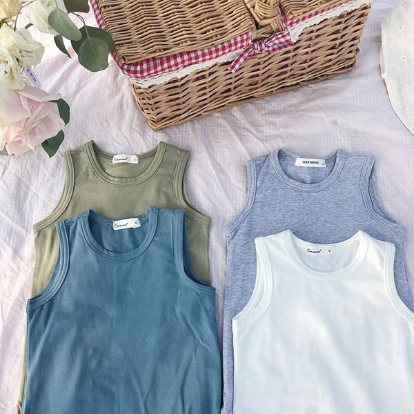 children clothing 2020 summer new korean girls solid color t shirt children sleeveless vest, Blue
children clothing 2020 summer new korean girls solid color t shirt children sleeveless vest, Blue