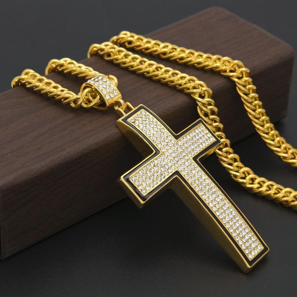 hip-hop necklace curved simple cross pendant with crystal and black borders necklace for men trend jewelry gift, Silver
hip-hop necklace curved simple cross pendant with crystal and black borders necklace for men trend jewelry gift, Silver