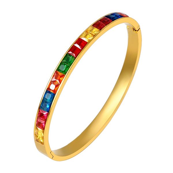 new popular colorful cz rainbow for women men bangle bracelet luxury stainless steel women men bracelet gift, Black
new popular colorful cz rainbow for women men bangle bracelet luxury stainless steel women men bracelet gift, Black