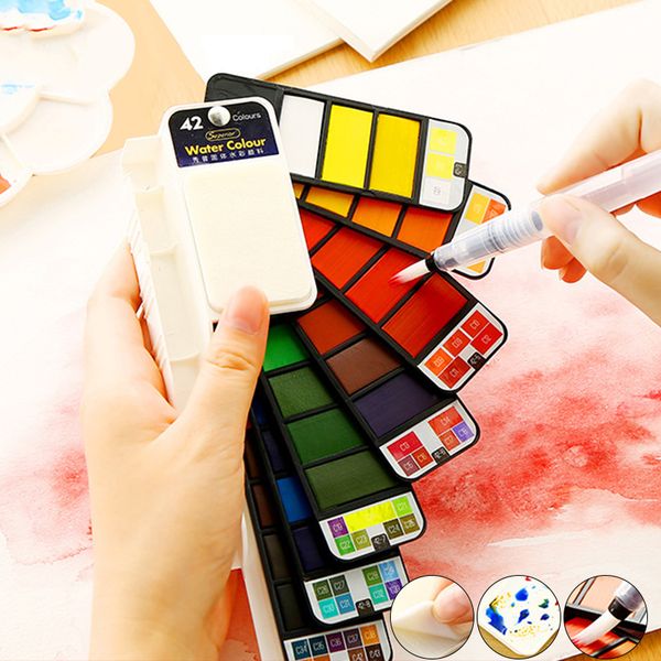 superior 18/25/33/42 solid watercolor paint set with water brush pen foldable travel water color pigment for hand-drawing tools
superior 18/25/33/42 solid watercolor paint set with water brush pen foldable travel water color pigment for hand-drawing tools