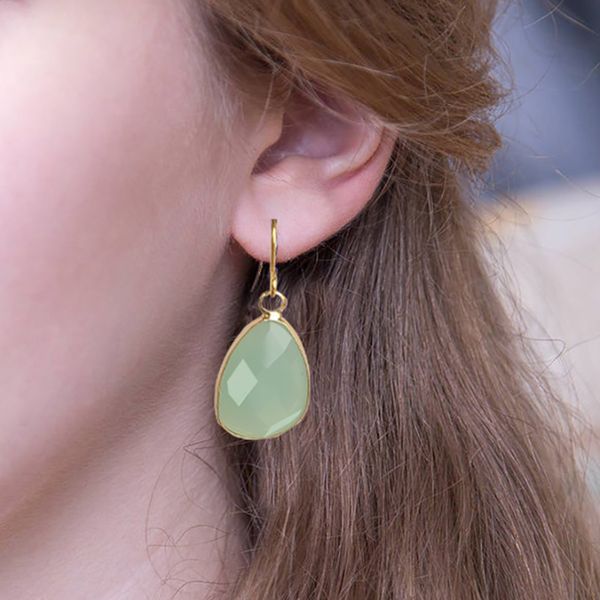 white green birth stone earrings, gold initial earrings, creative elegant gift for her, Golden;silver
white green birth stone earrings, gold initial earrings, creative elegant gift for her, Golden;silver