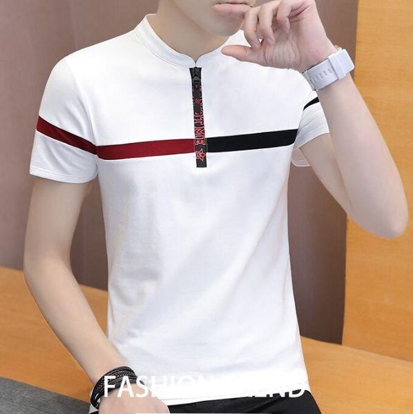 men's t-shirts short sleeved cotton comfortable breathable stand-up collar luxury clothing high-end designer daily casual top, White;black
men's t-shirts short sleeved cotton comfortable breathable stand-up collar luxury clothing high-end designer daily casual top, White;black