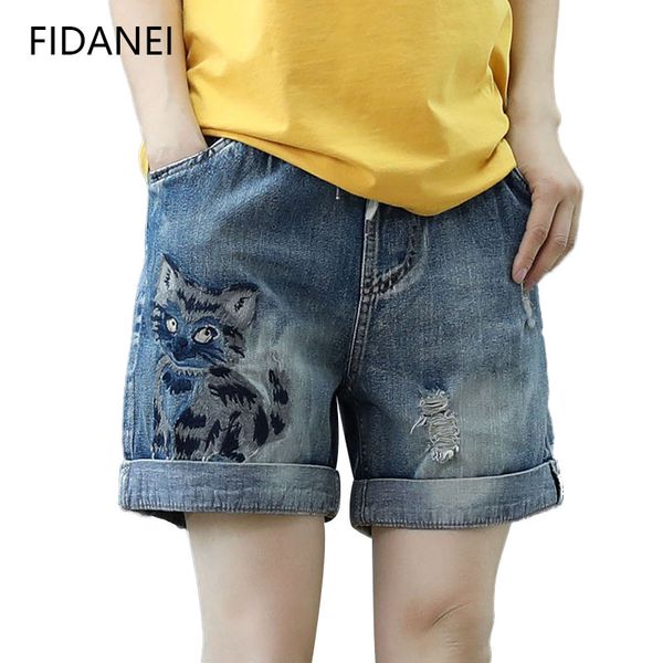 literary kitten embroidery pattern denim shorts casual female loose lace-up cuffs jeans was thin shorts pantalones cortos mujer, Blue
literary kitten embroidery pattern denim shorts casual female loose lace-up cuffs jeans was thin shorts pantalones cortos mujer, Blue