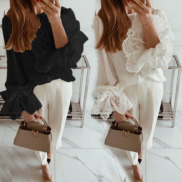 plus size celmia 2020 autumn women ruffles long sleeve lace blouses female casual shirts solid loose party blusas femininas, White
plus size celmia 2020 autumn women ruffles long sleeve lace blouses female casual shirts solid loose party blusas femininas, White