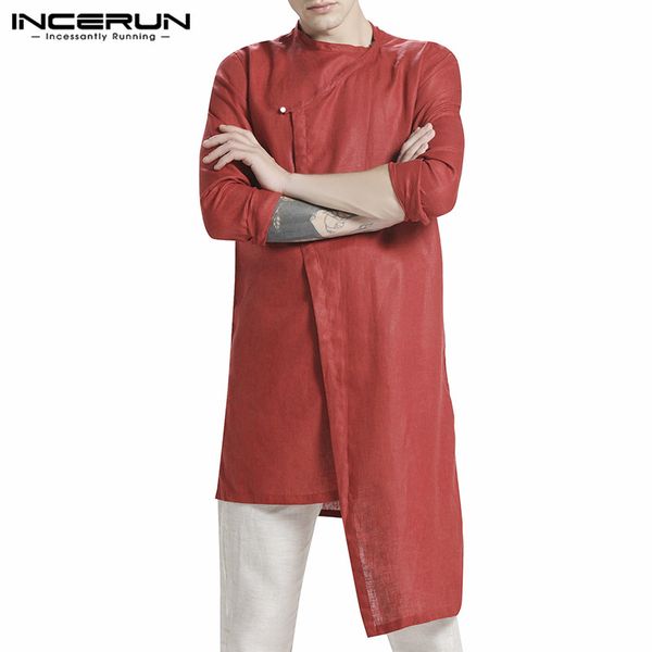 men irregular shirt solid long sleeve cotton o neck casual kurtas retro streetwear men long shirts muslim kaftan incerun, White;black
men irregular shirt solid long sleeve cotton o neck casual kurtas retro streetwear men long shirts muslim kaftan incerun, White;black