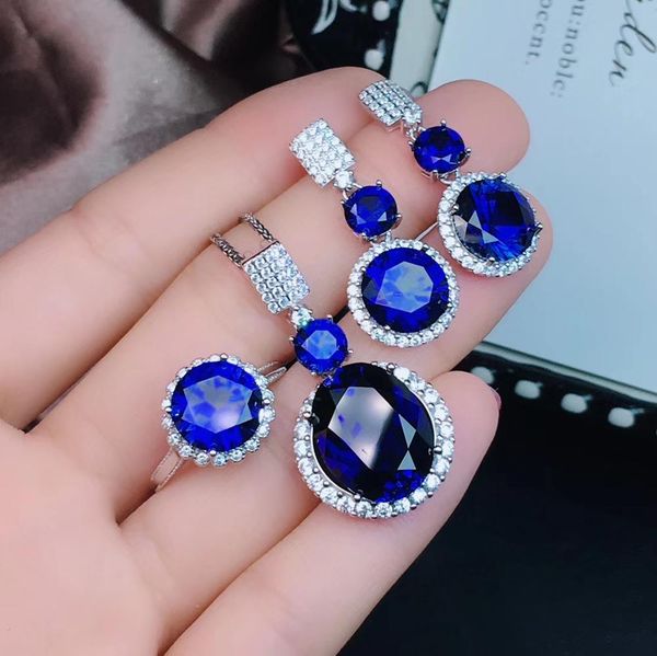 blue sapphire gemstone jewelry set including ring earrings necklace with 925 silver, Black
blue sapphire gemstone jewelry set including ring earrings necklace with 925 silver, Black