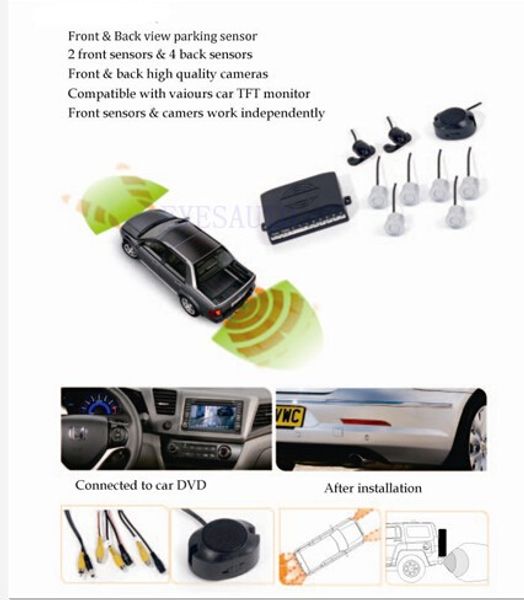 video car parking system 6 sensor and 2 camera on monitor/dvd,sensor waterproof plug.1 camera front 1 rear 2 sensor front 4 back
video car parking system 6 sensor and 2 camera on monitor/dvd,sensor waterproof plug.1 camera front 1 rear 2 sensor front 4 back