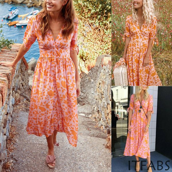 women short sleeve wrap boho floral maxi dress ladies summer sundress women girl holiday casual print v neck dresses, Black;gray
women short sleeve wrap boho floral maxi dress ladies summer sundress women girl holiday casual print v neck dresses, Black;gray