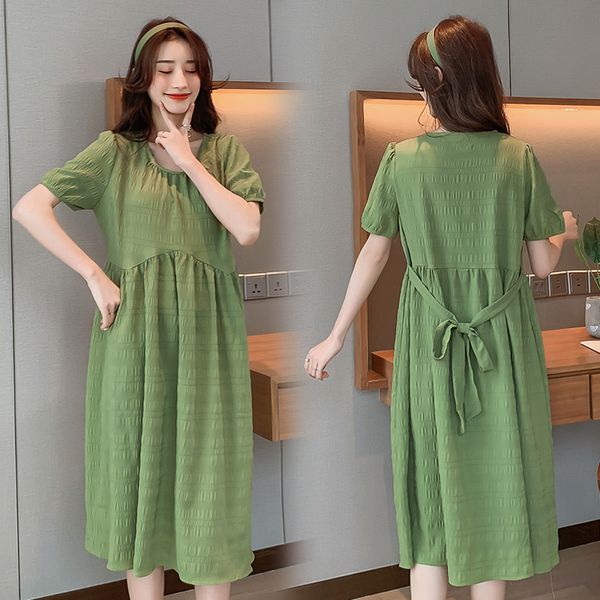 5812# maternity clothes summer short sleeve easy matching loose stylish solid color dress for pregnant women mom dress, White
5812# maternity clothes summer short sleeve easy matching loose stylish solid color dress for pregnant women mom dress, White