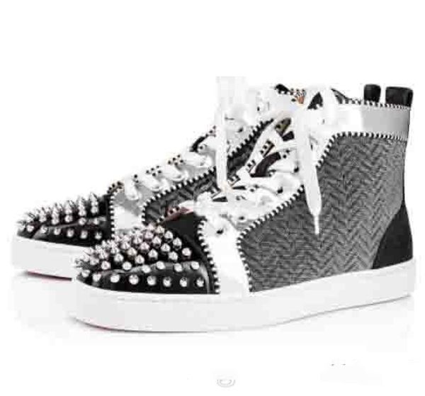 super quality men shoes red bottom sneakers spiked black and sliver spikes orlato men's flat sneakers grey genuine leather outdoor luxu
super quality men shoes red bottom sneakers spiked black and sliver spikes orlato men's flat sneakers grey genuine leather outdoor luxu
