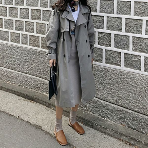 2019 spring korean stye classic vintage long trench coat for women loose cotton windbreaker female overcoat double breasted coat, Tan;black
2019 spring korean stye classic vintage long trench coat for women loose cotton windbreaker female overcoat double breasted coat, Tan;black