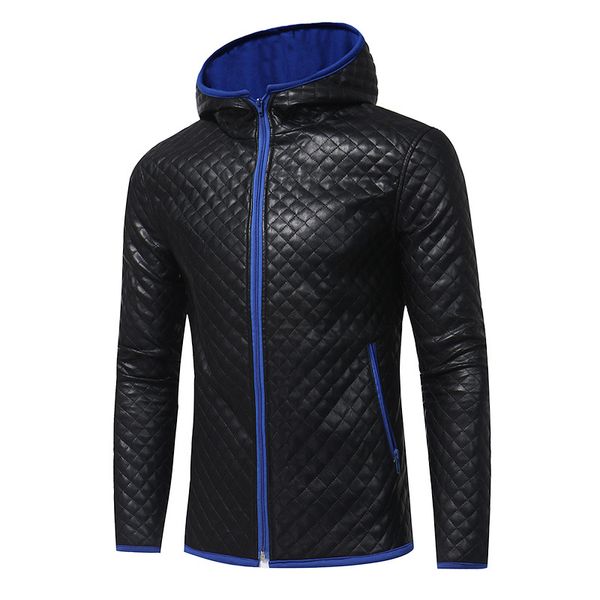2019 fashion casual cool rhombus men zipper hooded casual leather coat fashion style jacket supplies, Black
2019 fashion casual cool rhombus men zipper hooded casual leather coat fashion style jacket supplies, Black