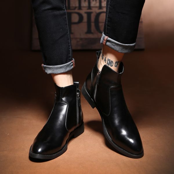 boots, men's english style, retro trend, short boots, men's casual joking autumn winter leather shoes and boots, Black
boots, men's english style, retro trend, short boots, men's casual joking autumn winter leather shoes and boots, Black